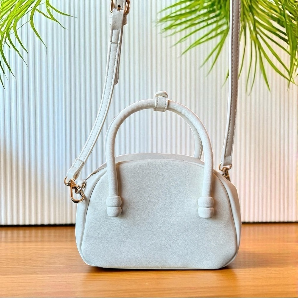 Anthropologie White Mini Top Handle Crossbody Bag – Gold Hardware - Picture 2 of 16